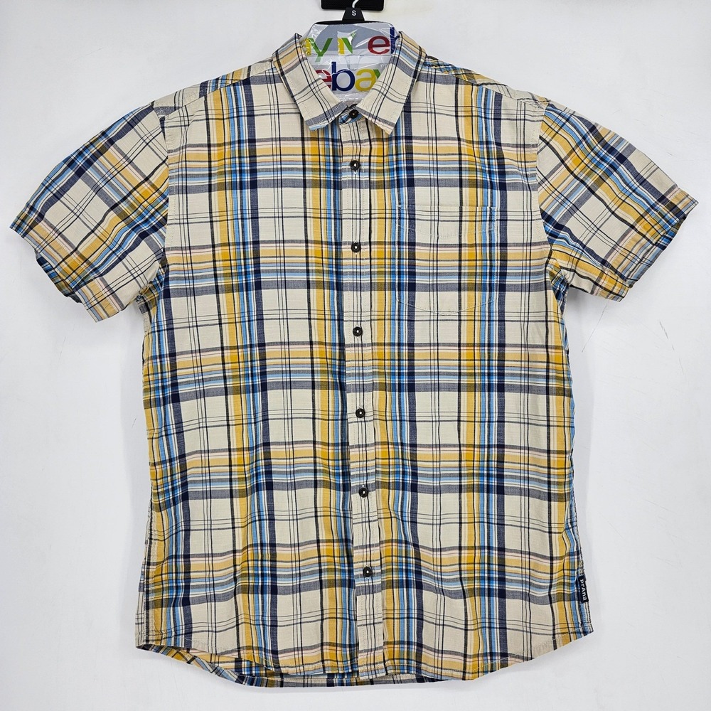 Prana Shirt Mens Large Plaid Short Sleeve Outdoor Casual Button Up Preppy
